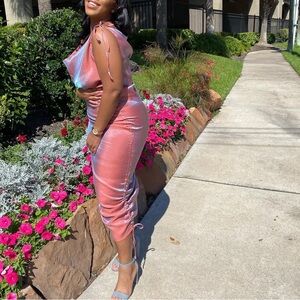 Iridescent Pink Bodycon Midi Dress